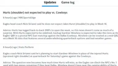 Captura de tela de Yahoo Fantasy Sports 18