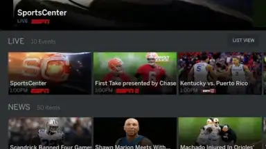 Captura de tela de WatchESPN 9