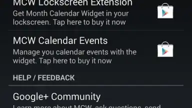 Captura de tela de Month Calendar Widget 1