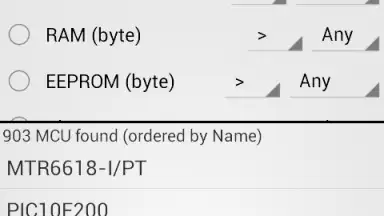 Captura de tela de PICmicro Database 4
