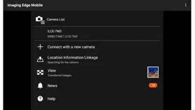 Captura de tela de Imaging Edge Mobile 1