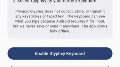 Captura de tela de Glyphsy – Stylish Keyboard 1