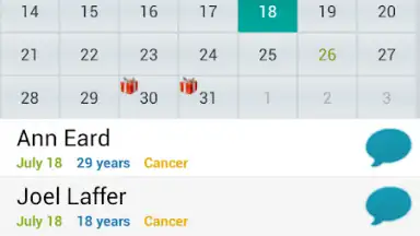 Captura de tela de Birthday Calendar Free 1