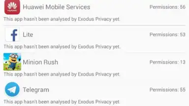 Captura de tela de Exodus Privacy 2