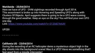 Captura de tela de Latest UFO Sightings 1
